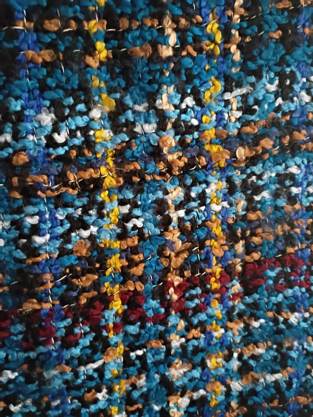 Multicolor Blue Textured Knit Infinity Scarf